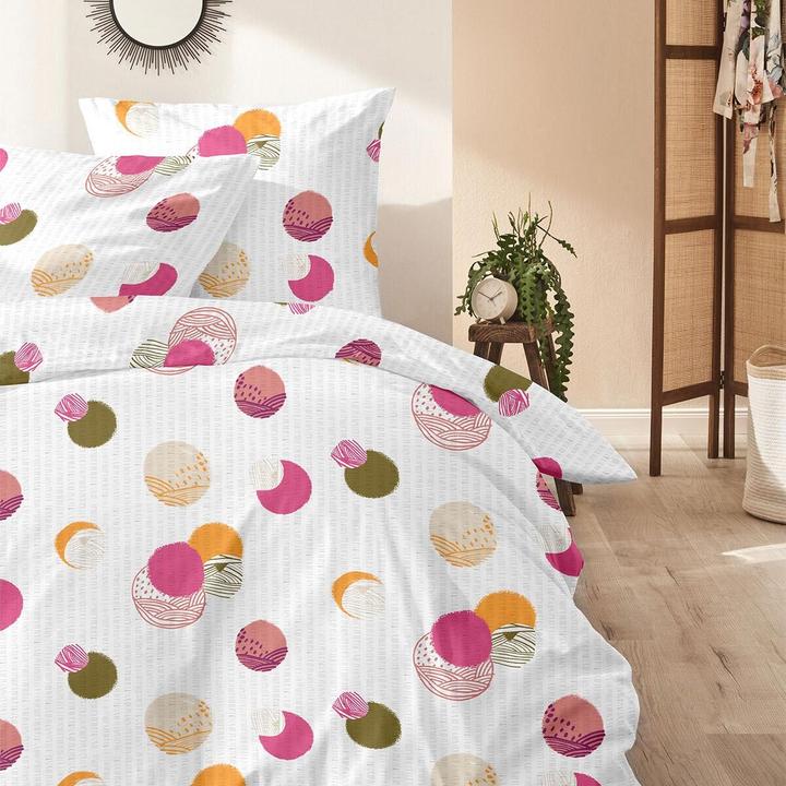 Immagine prodotto Enrico Coss Baumwoll Seersucker Bettwäsche Bremen pink orange (Set di biancheria da letto, 155x220 cm + 80x80 cm)