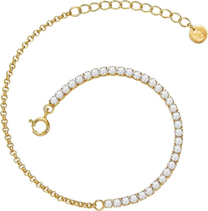 Immagine prodotto Glanzstücke München Donna in argento sterling con zirconi in oro giallo 17,0 cm di lunghezza base + 3,0 cm di (17 cm, Argento)