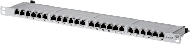 Image du produit Helos Panneau de brassage - montable sur rack - RJ-45 X 24 - gris, RAL 7035 - 0.5U - 48.3 cm (19)