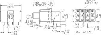Actual product image Velleman 90° Vertical Toggle Switch 4Pdt On-On