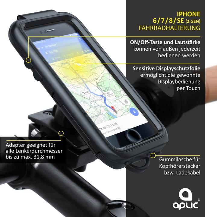 Produktbild Aplic Handy Fahrradhalterung, wasserabweisende Halterung für Apple iPhone 6 / 6s / 7 / 8 / SE 2nd 3rd Gen