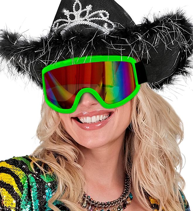 Actual product image Widmann Neon green 80s ski goggles