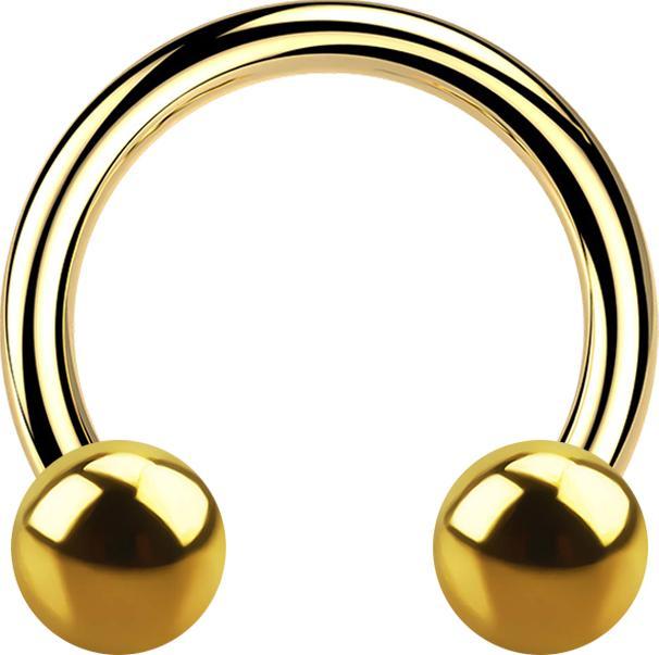 Star Piercing Micro Circular Barbell vergoldet mit zwei Kugeln (ohne Messing, Titan G23)