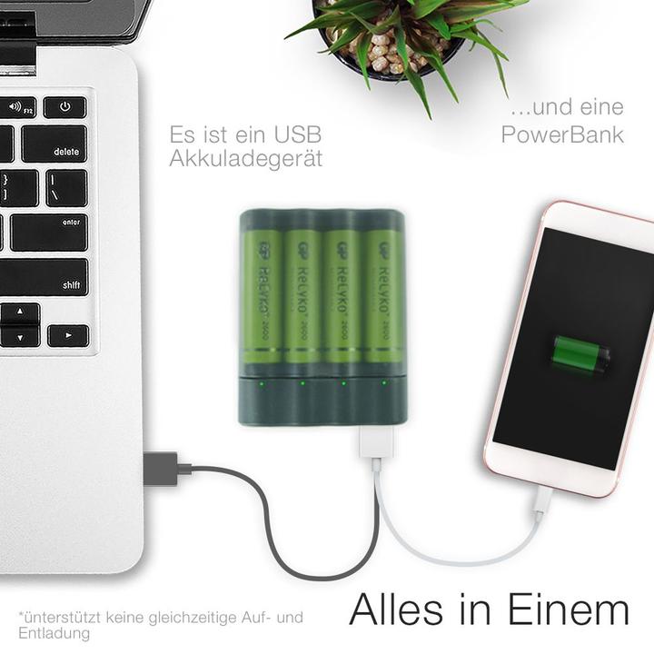 Produktbild GP Batteries CHARGE AnyWay 3in1 Ladegerät & Powerbank (2600 mAh, 12.50 Wh)