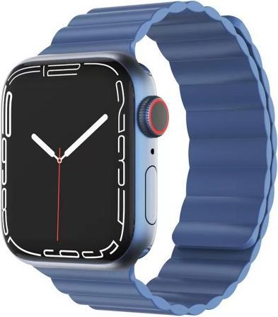 Actual product image Mutural Apple Watch 42/44/45mm - silicone strap with magnetic loop blue (42 mm, 44 mm, 45 mm, Silicone)