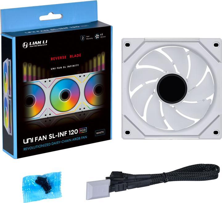 Actual product image Lian-Li UNI FAN SL-INF 120 ARGB Reverse Blade PWM Fan - 120mm, white (120 mm, 1 x)