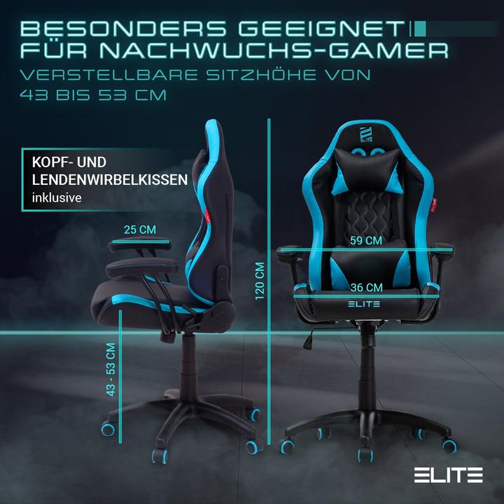 Produktbild Elite Gaming Stuhl, Schwarz-blau
