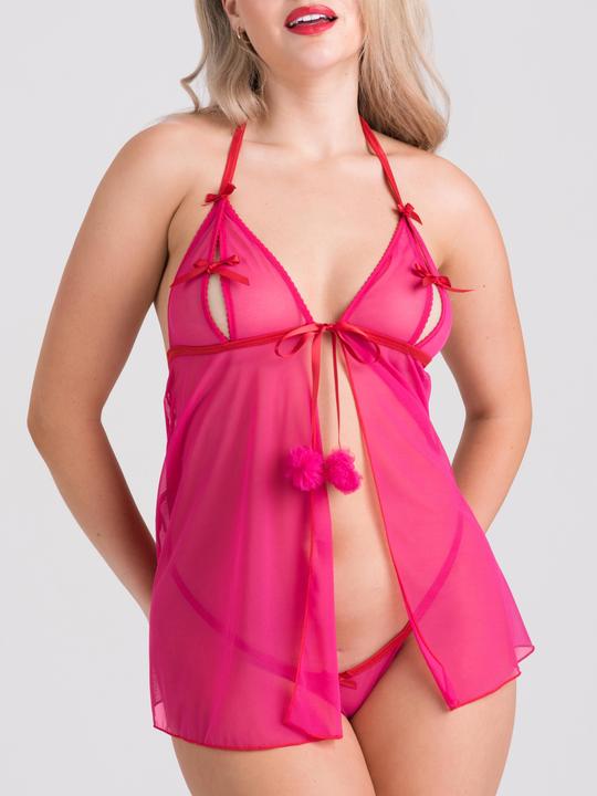 Produktbild Lovehoney Peek-a-bow Babydoll Set (Pink One size) (One Size)