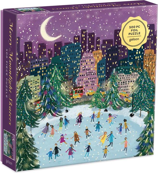 Produktbild Abrams & Chronicle Merry Moonlight Skaters 500 Piece Foil Puzzle (Englisch, LaForme, Joy Galison, 2021)