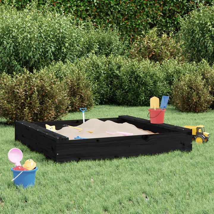Image du produit VidaXL Sandkasten mit Sitzen Schwarz Quadratisch Massivholz
