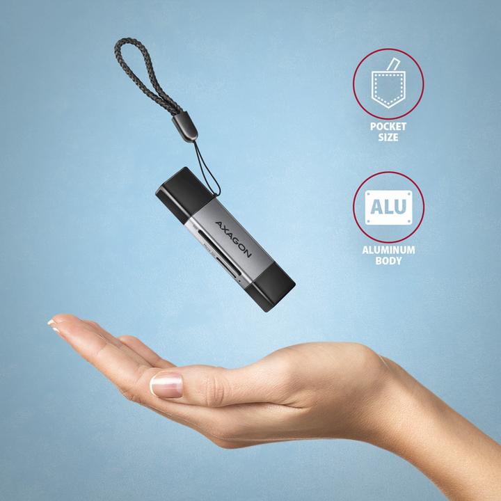 Image du produit Axagon CRE-DAC Externe USB 3.2 Gen1 Type-C+Type-A 2-slot SD/microSD (USB 3.0, Type B)