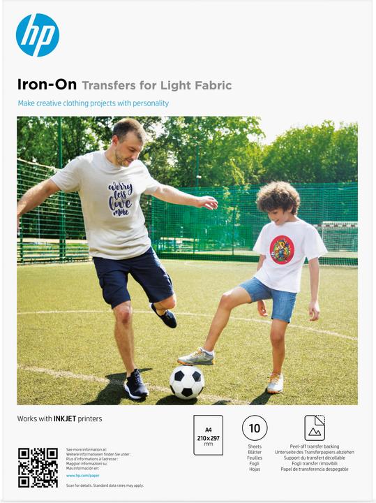 Actual product image HP Iron-On Transfers for Light Fabric A4 (210 x 297 mm) 10 sheets (200 g/m², 210 x 297 mm, 10 x)