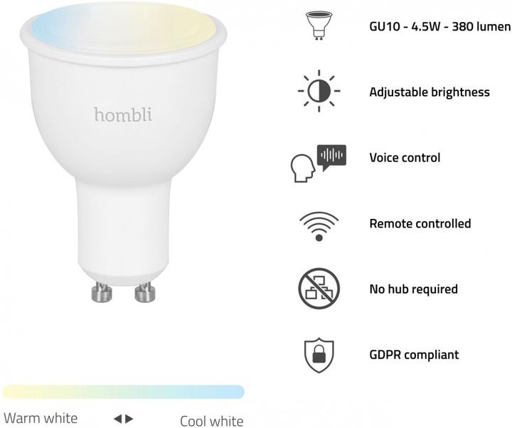 Produktbild Hombli Smart Spot (GU10, 4.50 W, 350 lm, 2 x, F)