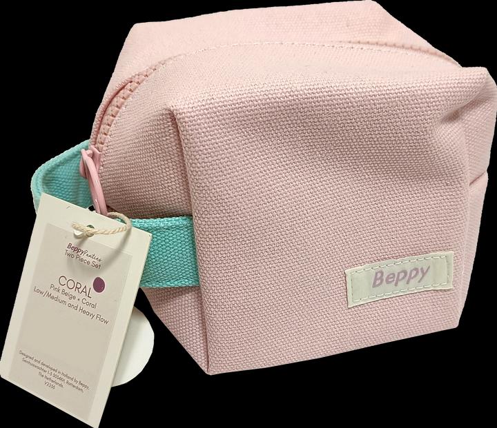 Beppy Panties "CORAL" Pink/Pink, size M, two menstrual briefs with wash bag and storage (M)