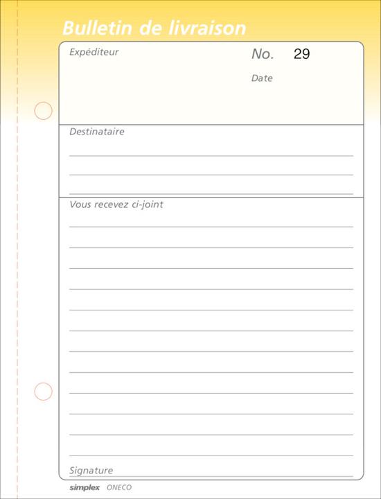 Actual product image Simplex Delivery bills french (100 x)