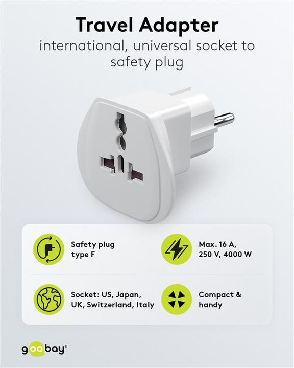 Actual product image Goobay Travel adapter