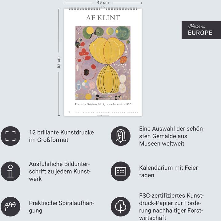 Produktbild Poster Art Kalender 2026 - Monet, Van Gogh, Matisse, Kandinsky (49 x 68 cm, Deutsch)