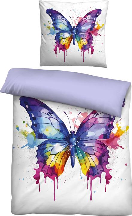 Image du produit Biberna Parure de lit Papillon 44483-008 multicolore (Set de linge de lit, 135 x 200 cm, 80 x 80 cm)