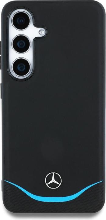 Immagine prodotto Mercedes Leather Contrasted Blue Horizontal Curve MagSafe Case for Samsung Galaxy S25 - Black (Samsung Galaxy S25)