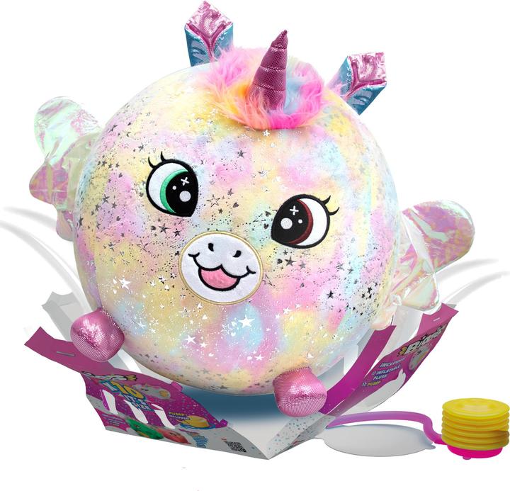 Actual product image Moose Biggies inflatable unicorn rainbow soft toy