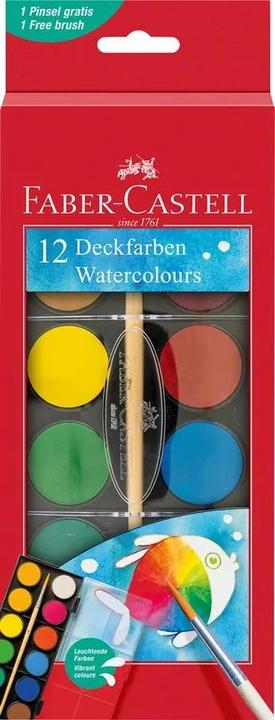 Faber-Castell Aquarell-Set 12 Farben mit Pinsel (Mehrfarbig)