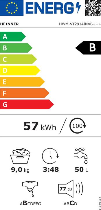 Energy Label Heinner HWM-VT2914INVB+++ (9 kg, Left)