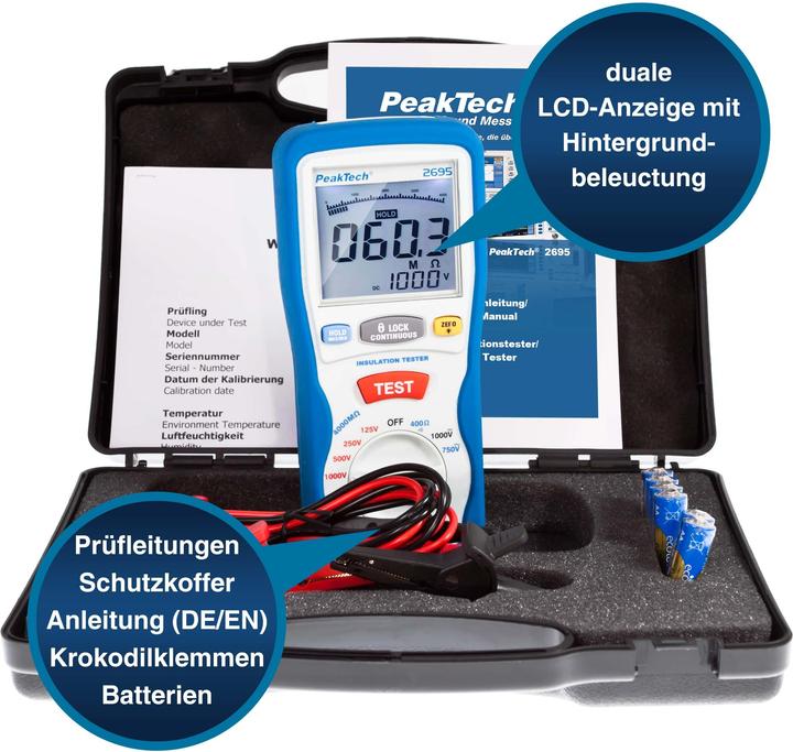 Actual product image Peaktech P 2695 Insulation measuring device