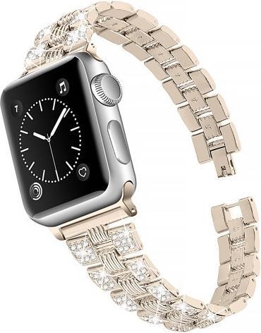 Produktbild Cover-Discount Apple Watch 42/44/45mm - Edelstahl mit Strass Armband gold (44 mm, 45 mm, 42 mm, Edelstahl)
