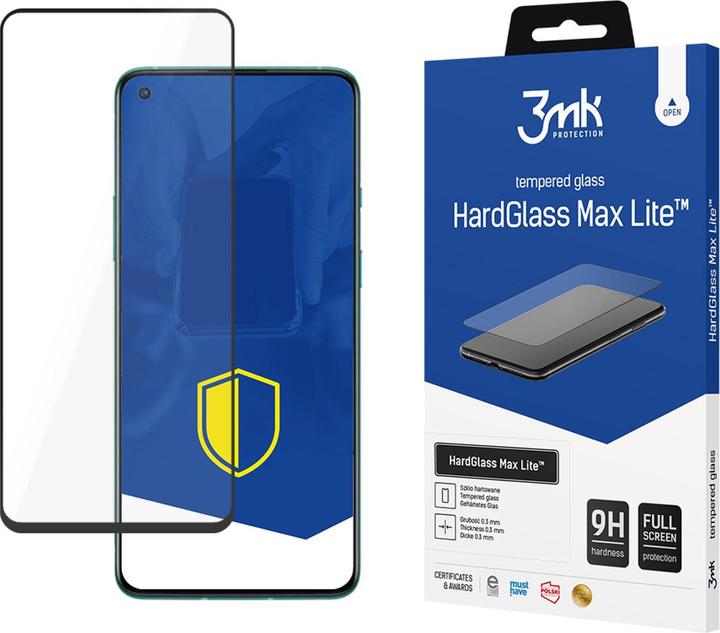 Actual product image 3MK HardGlass Max Lite for OnePlus 8T black frame (1 Piece, OnePlus 8T)