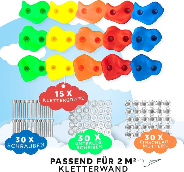 Image du produit GO!elements Prises d'escalade enfants 15 pièces (Orange, Rouge, Bleu, Vert, Jaune)