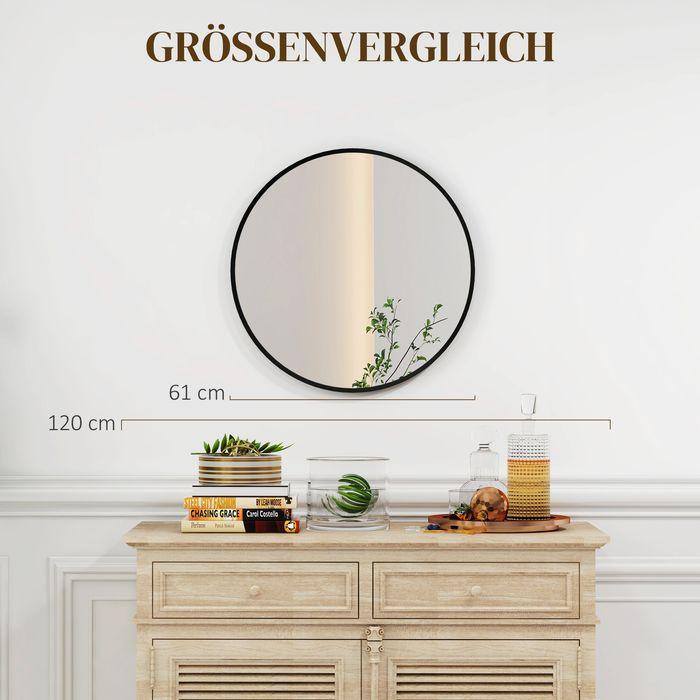 Actual product image Swisshandel24 Wall mirror, 60x60cm aluminium frame, round black (60 x 60 cm)