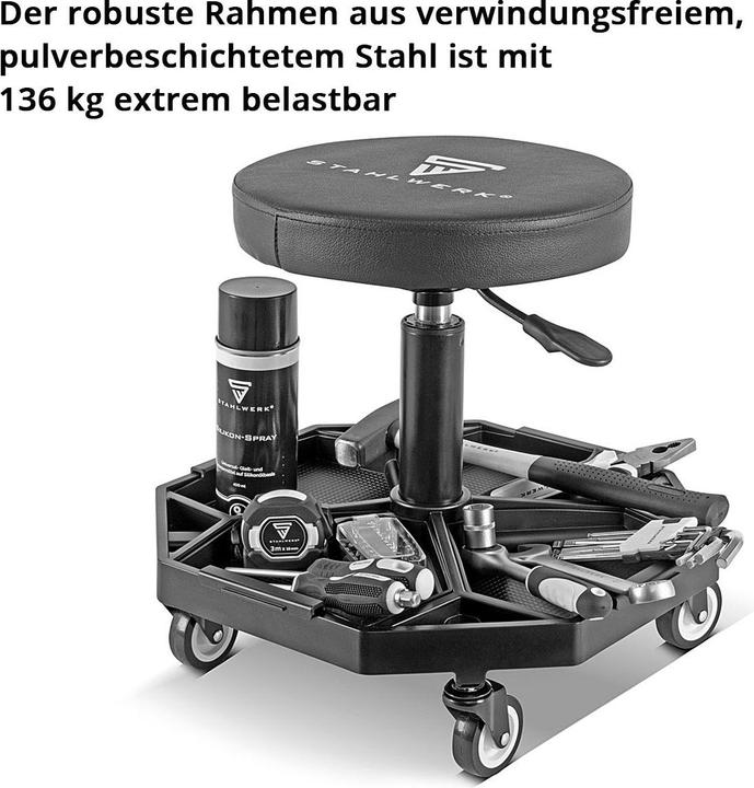 Actual product image Stahlwerk Workshop stool WRH-136 ST loadable up to 136 kg height-adjustable (136 kg)