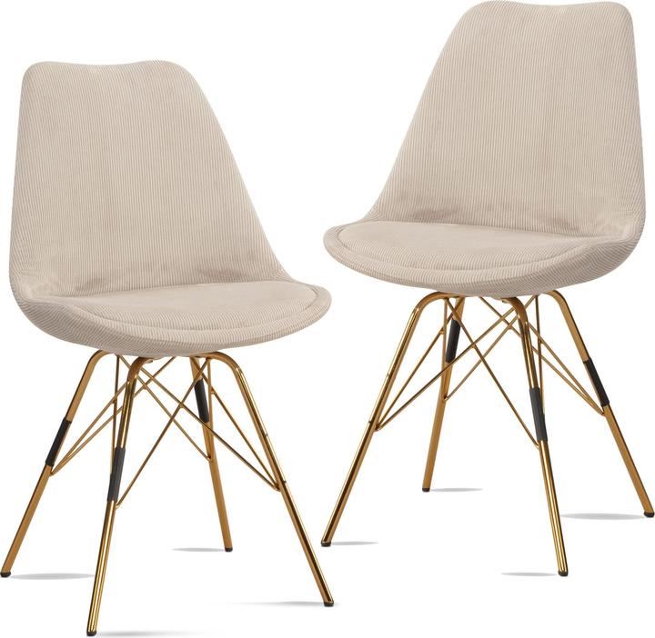 Image du produit FineBuy Chaise de salle à manger Lot de 2 Chaise de cuisine Cord Cara Tissu Chaise Scandinave