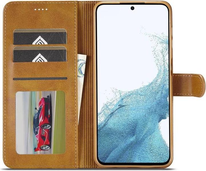 Produktbild LC.Imeeke Samsung A71 (2020) - Wallet Etui mit 3 Kartenfächern & Magnetverschluss, hellbraun/orange (Samsung Galaxy A71)