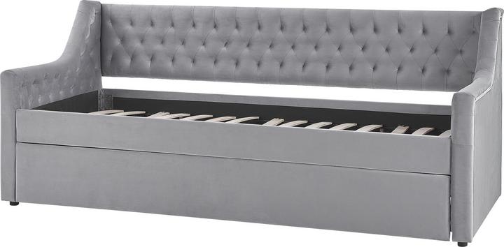 Immagine prodotto Beliani Daybed allungabile in tessuto vellutato grigio con rete a doghe 90 x 200 cm MONTARGIS (90 x 200 cm)