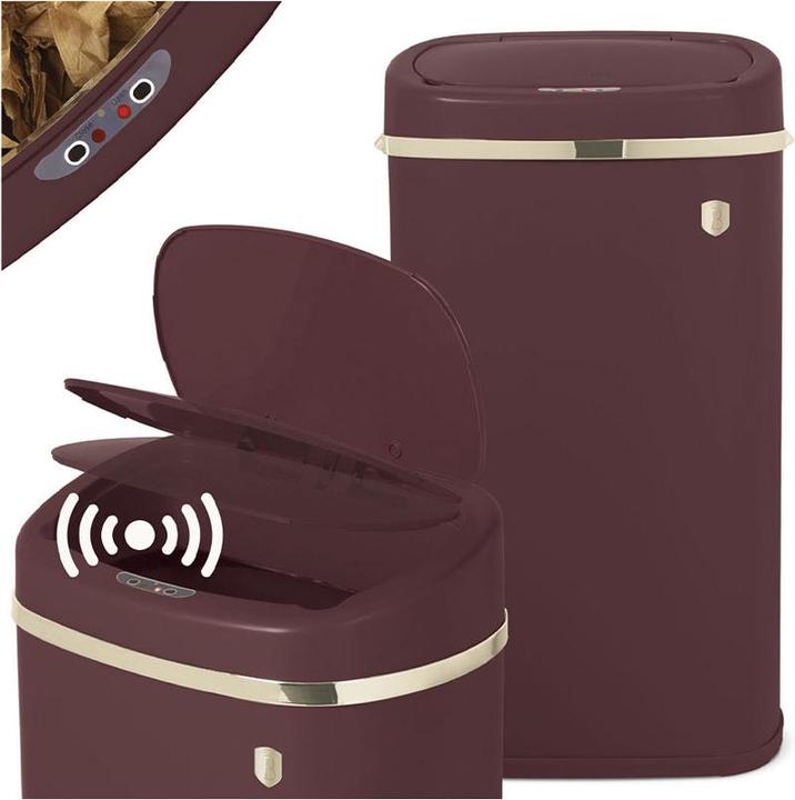 Image du produit BerlingerHaus Poubelle design en métal, avec capteur, 58l, bordeaux (58 l)