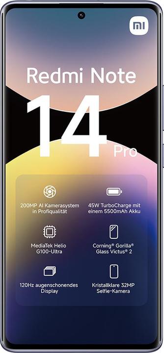 Actual product image Xiaomi Redmi Note 14 Pro (256 GB, Aurora Purple, 6.67", Hybrid Dual SIM, 200 Mpx, 4G)