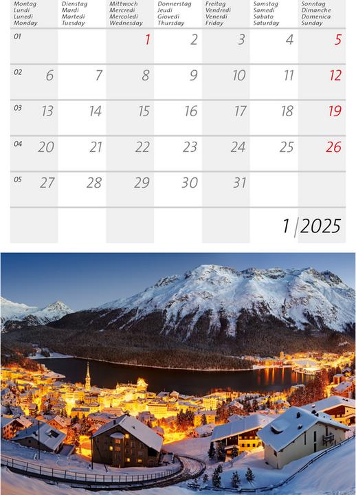 Image du produit Petit calendrier suisse 2025 (22 x 15 cm, Couverture rigide, Allemand)