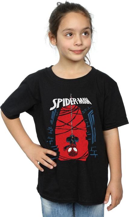Actual product image Girls Spider-Man Hanging Sketch Cotton T-Shirt (140, 146)