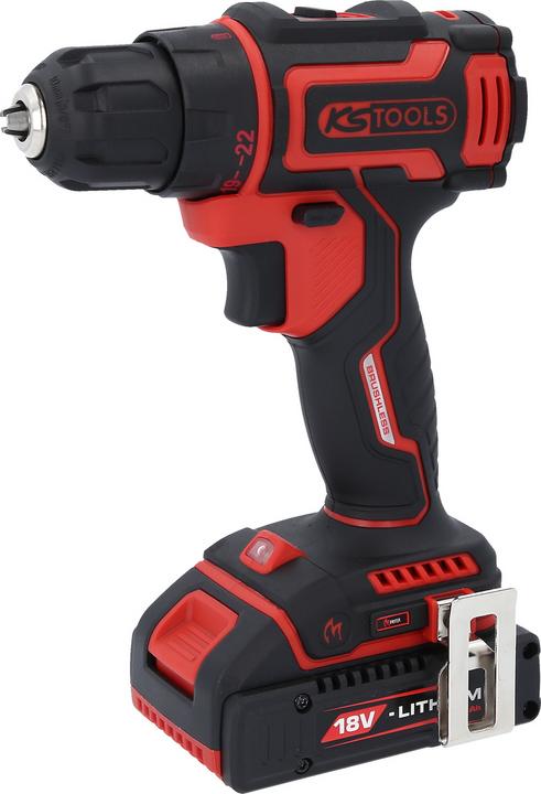 Actual product image KS Tools eMONSTER brushless cordless drill and screwdriver set, 4 pcs| 18 volt, 2 batteries and charger (Rechargeable battery operated)