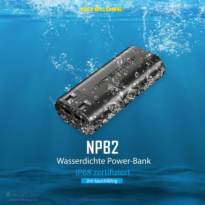 Actual product image Nitecore Powerbank NPB2 - 10000mAh, wasserdicht (10000 mAh, 18 W)