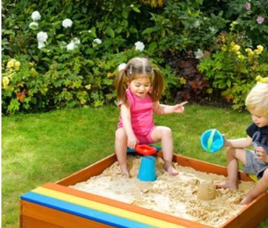 Actual product image Plum Play sandbox with storage compartment and protective cover