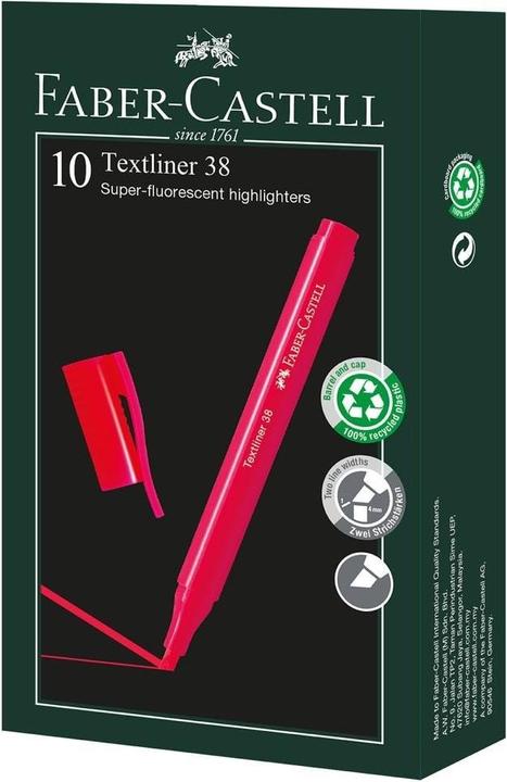 Actual product image Faber-Castell Highlighter 38 Pen shape (Red, 1 mm, 1 x)
