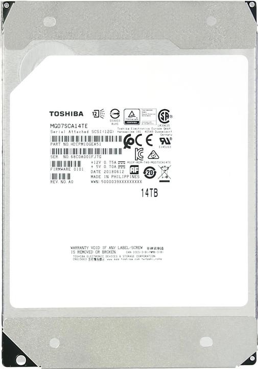 Immagine prodotto Toshiba MG07ACA Series (14 TB, 3.5", CMR)