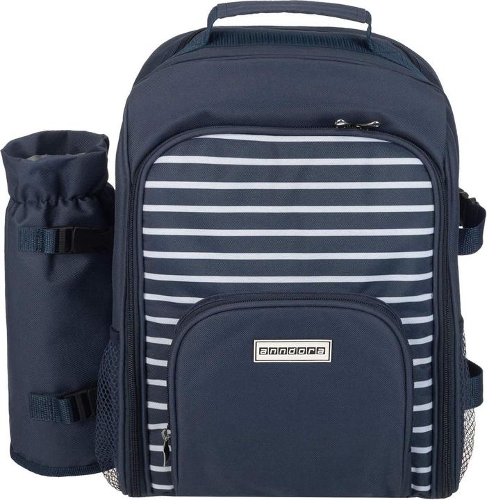 Anndora Picnic Backpack 15 Piece, Navy Blue White