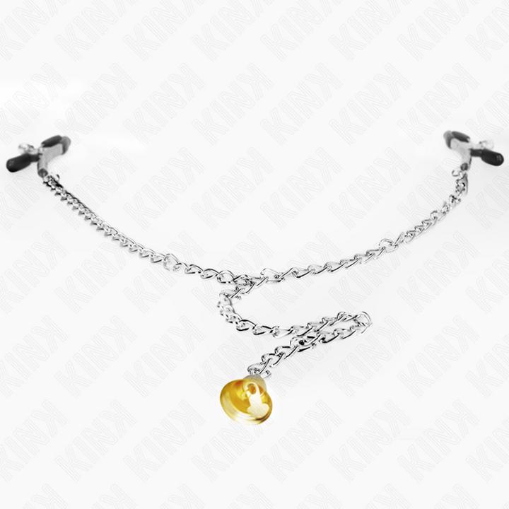 Actual product image Kink Chain Nipple Clamps With Horn Pendant 30 cm