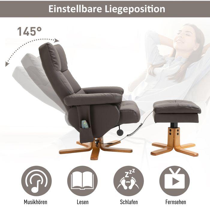 Image du produit Swisshandel24 Fauteuil de relaxation Fauteuil de télévision avec pouf Fauteuil de massage incliné à 145° avec 10