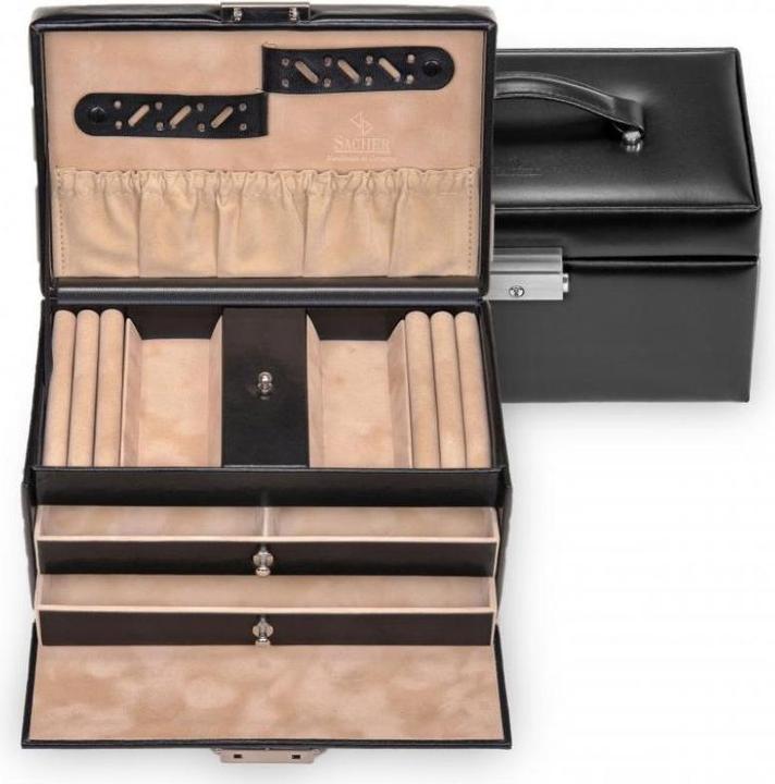 Produktbild Sacher 27.107.010.443 - Schmuckkoffer Eva New Classic, schwarz (Echt Leder )