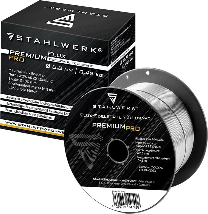 Produktbild Stahlwerk Fülldraht FLUX Edelstahl E308LFC 0,8 mm 0,45 kg Drahtrolle Drahtspule