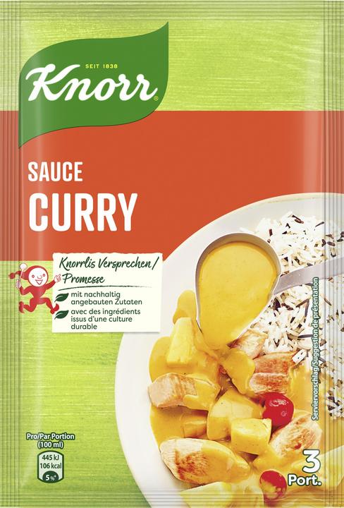 Knorr Sauce curry en sachet, idéale pour les plats de riz, note de curry douce, classique indien asiatique (33 g)